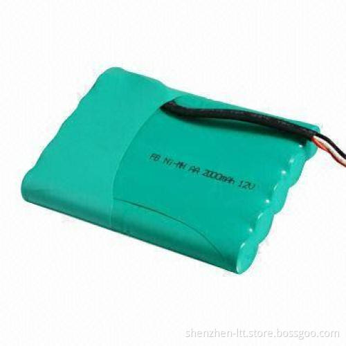 NiMH Rechargeable Battery Pack in AA Size, with 2,000mAh Nominal Capacity and 12V Nominal Voltage